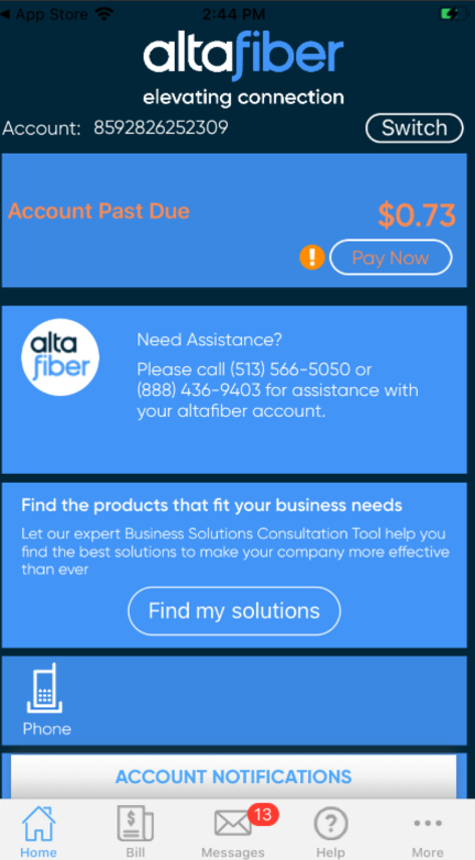 my altafiber app screenshot