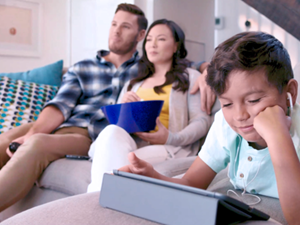 Family watching TV